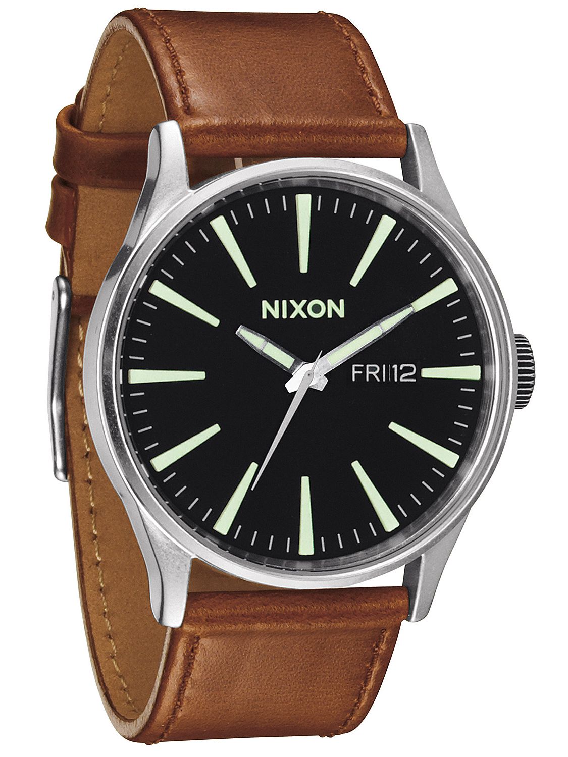 ... Nixon Men's Watches A105 1037 Sentry Leather Black Saddle Mens Watch